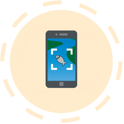 Illustration of a fish on a phone